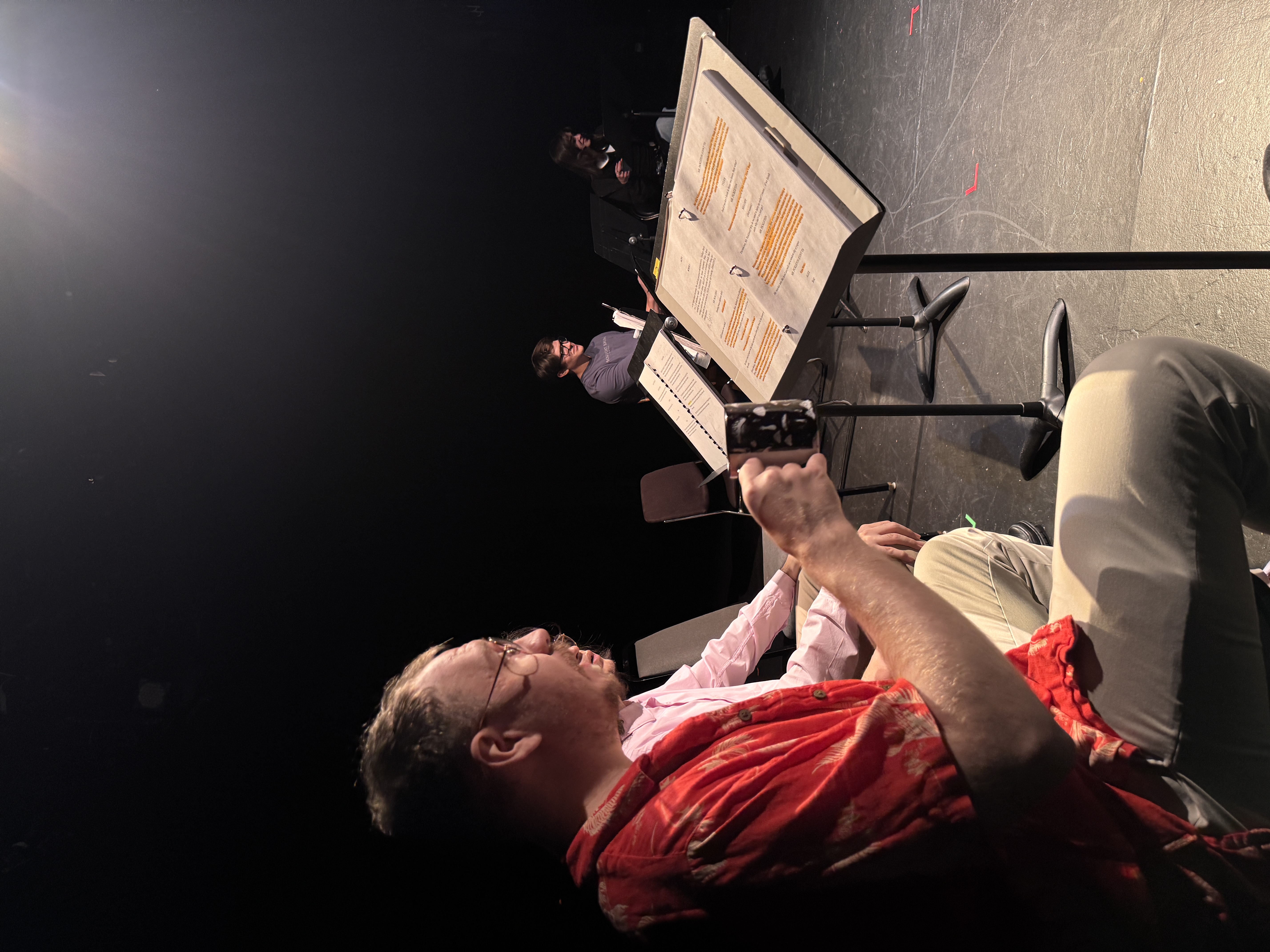 Performer looking back toward the audience seats