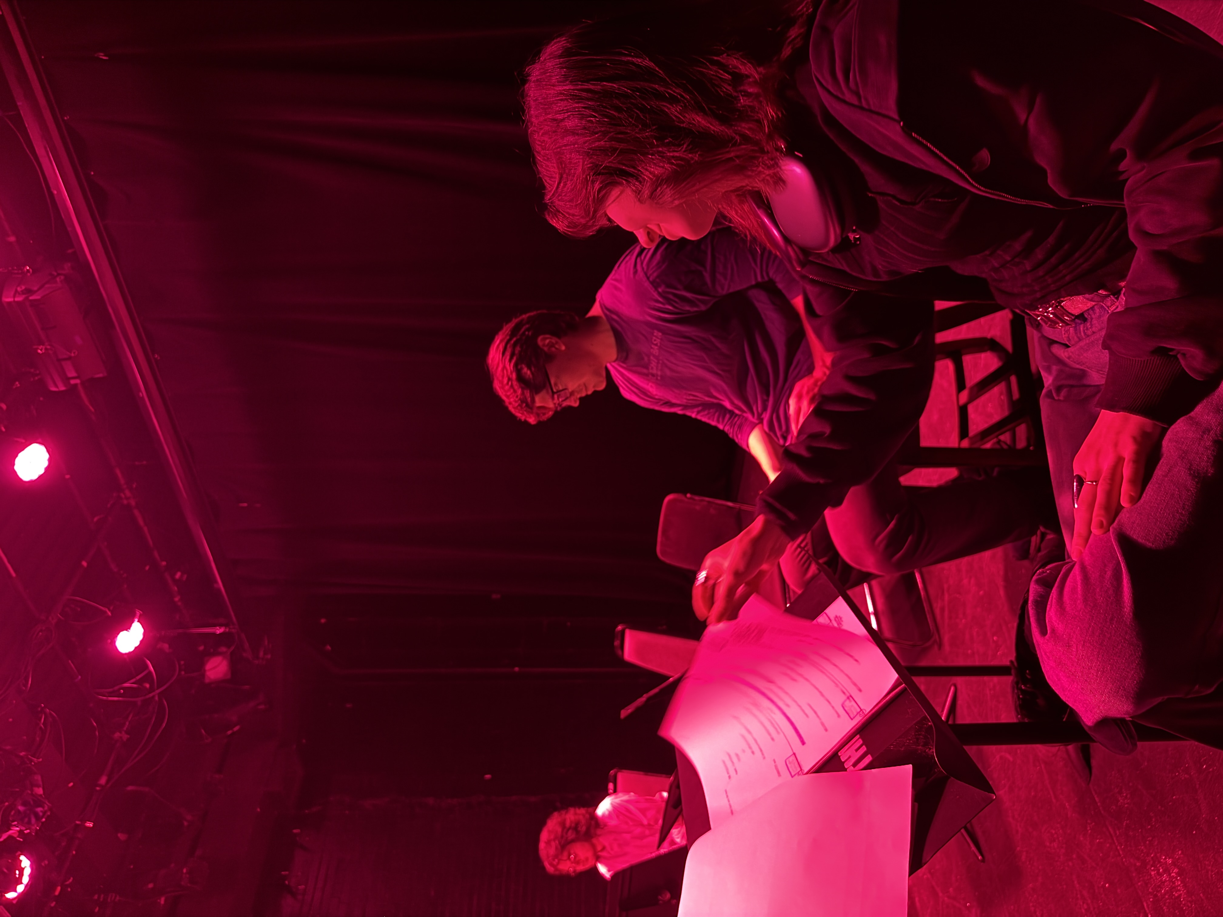 Cast gathered near the stage door